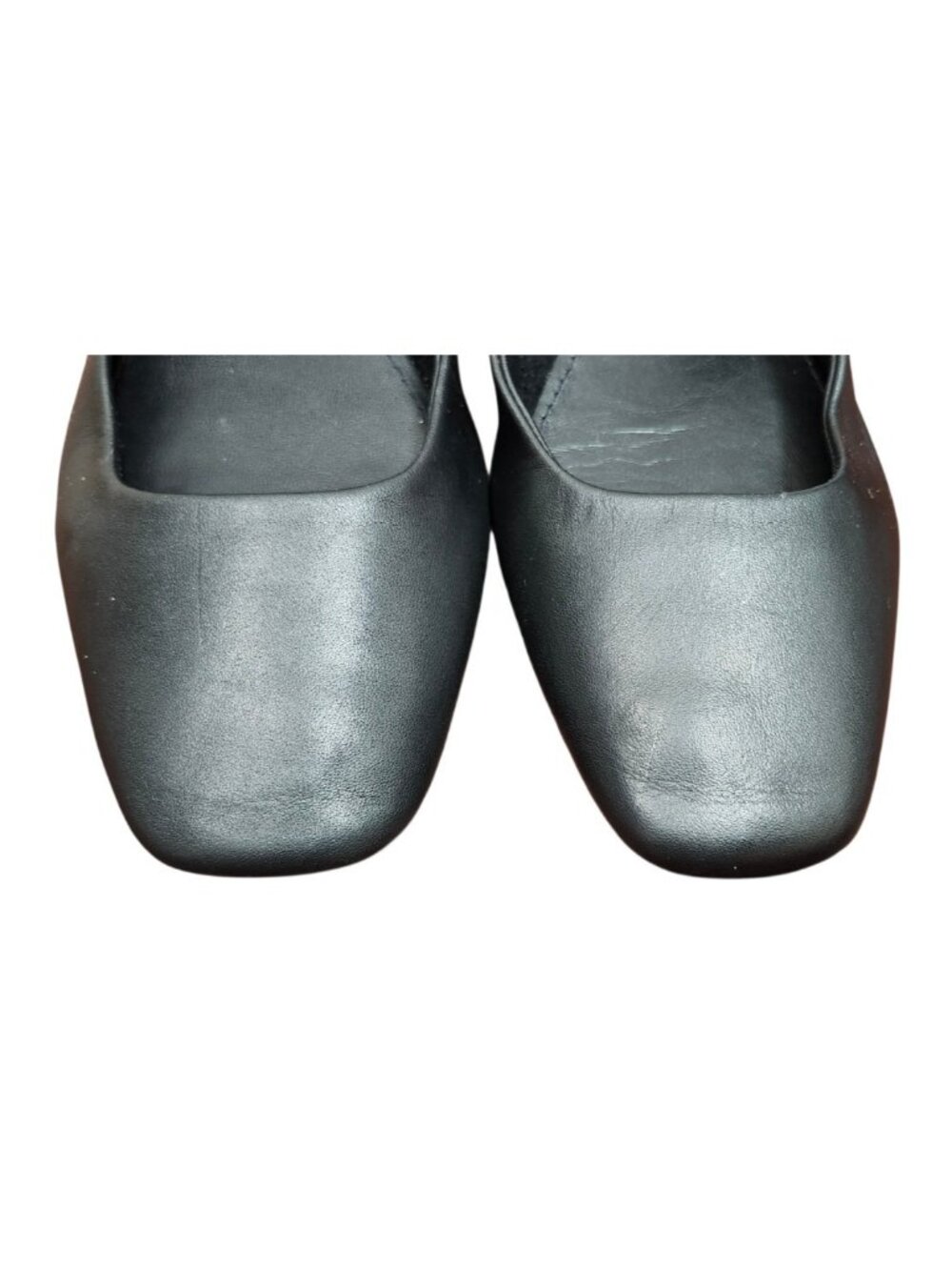 ZARA Black Leather Mary Jane Ballet Flats Women's EU 37 US 6.5 Buckle Square Toe - Picture 3 of 11